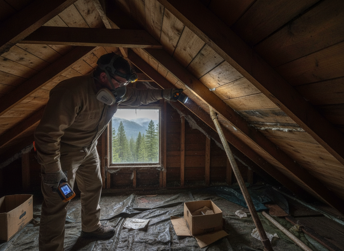 Checking Attics for Moisture in Older Cedarpines Park Cabins